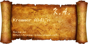 Kremmer Alán névjegykártya
